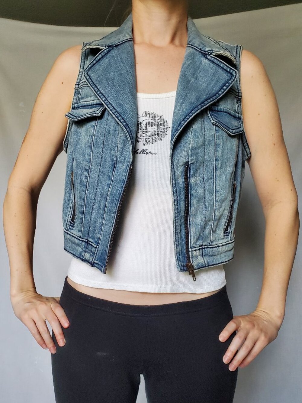 Candies Sleeveless Cropped Denim Vest